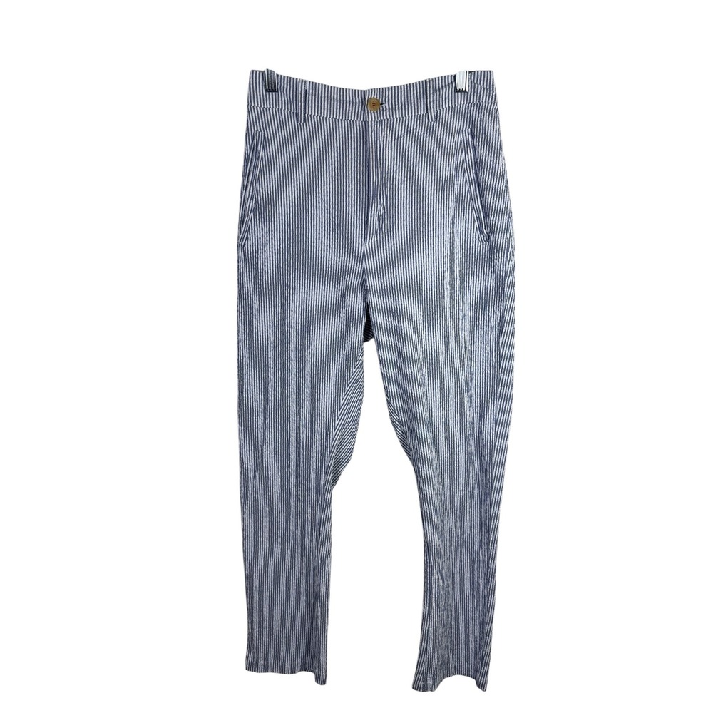 Hannoh Wessel Blue White Seersucker High Rise Tapered Pants Size XS‎ Italy